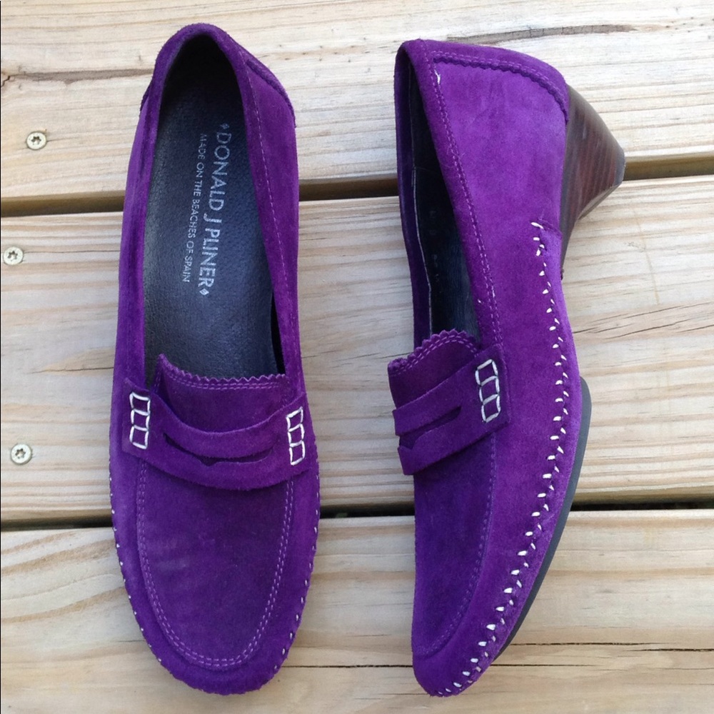8 💜Donald J Pliner Suede Purple Loafers Spain